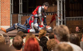 A fight scene from a pop-up Globe production choreographed by Alexander James Holloway