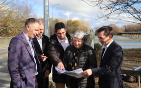 Ashburton District Council and National representatives taking a look the proposed route of the second Ashburton/Hakatere River bridge on Chalmers Ave.