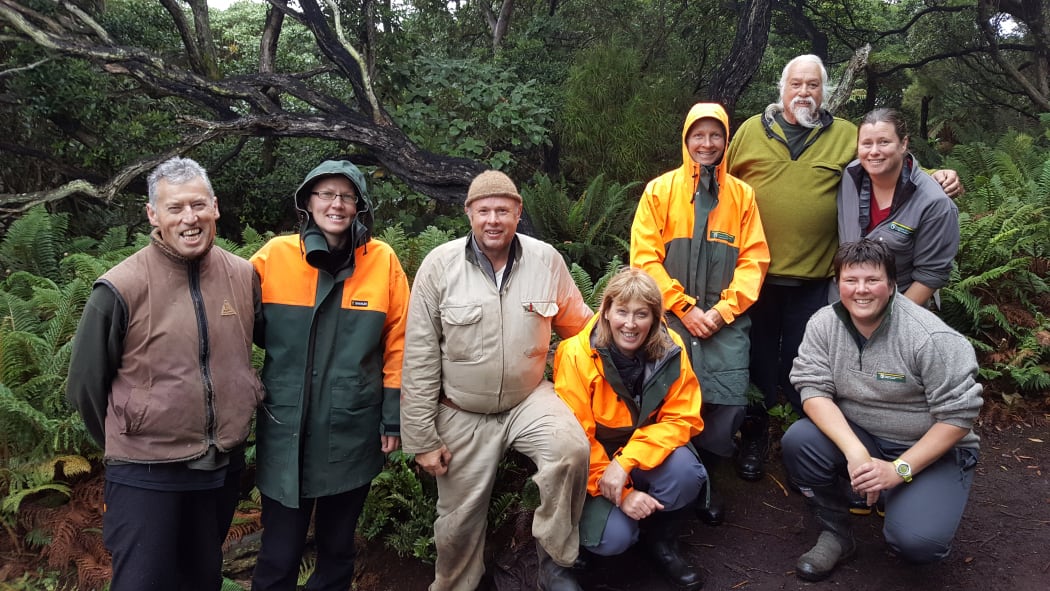 The bird-catching team on Putauhinu