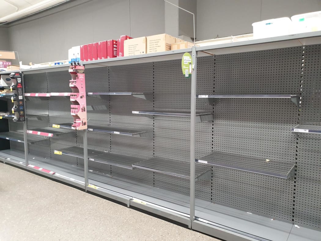 Empty shelves at Mailer Street Countdown in Dunedin.