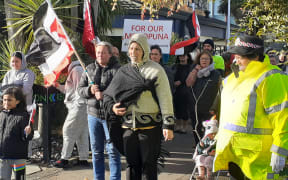 A hīkoi in support of Māori wards arrives at Horizons Regional Council before the vote in May. The council is proposing two Māori wards for the 2022 election.
