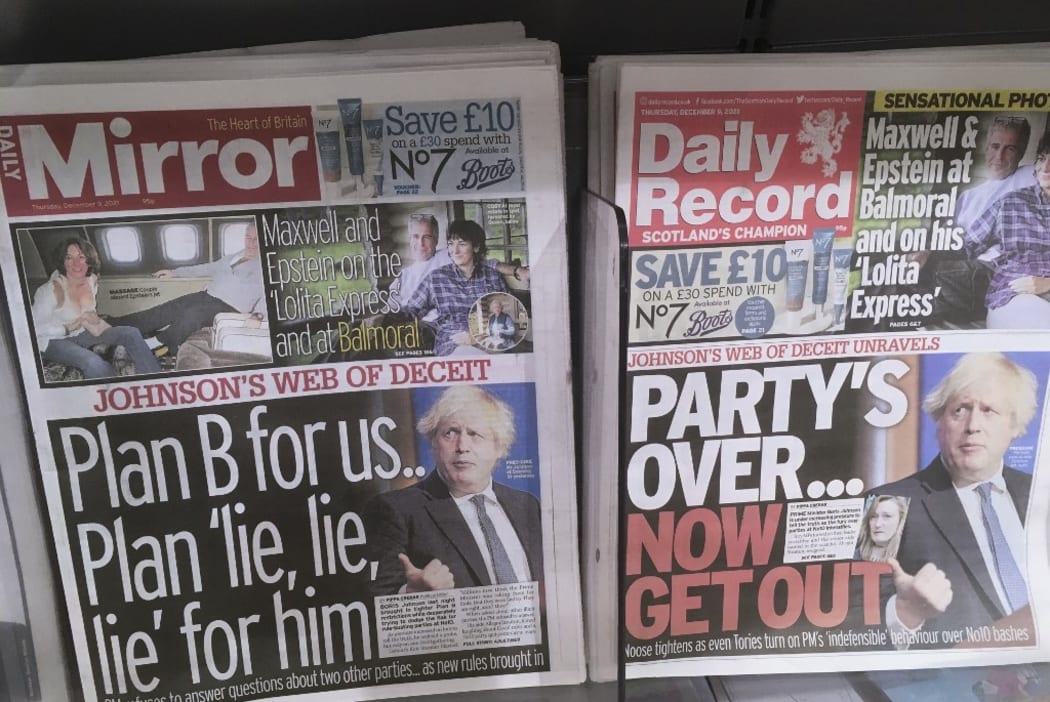 Major newspapers front pages on Downing Street Christmas Party scandal