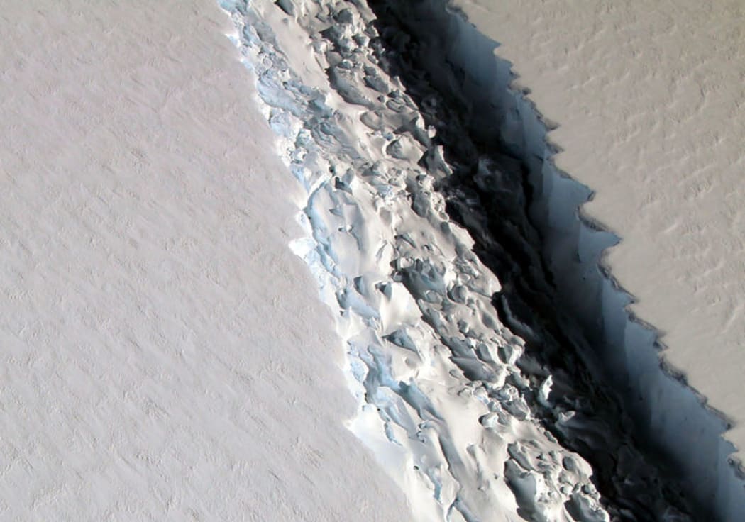 NASA's IceBridge mission photographed a massive rift in the Antarctic Peninsula's Larsen C ice shelf in 2016.