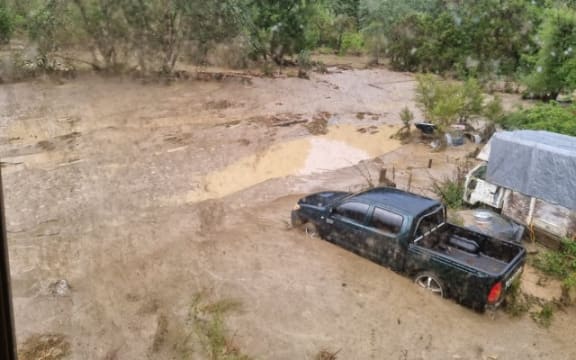 The view from a Tolaga Bay resident's home, next to the Mangatokerau River.