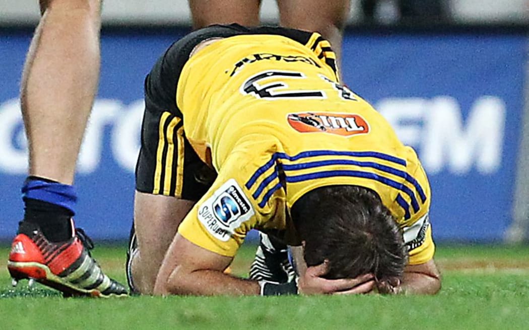 Conrad Smith down after head knock, 2015.