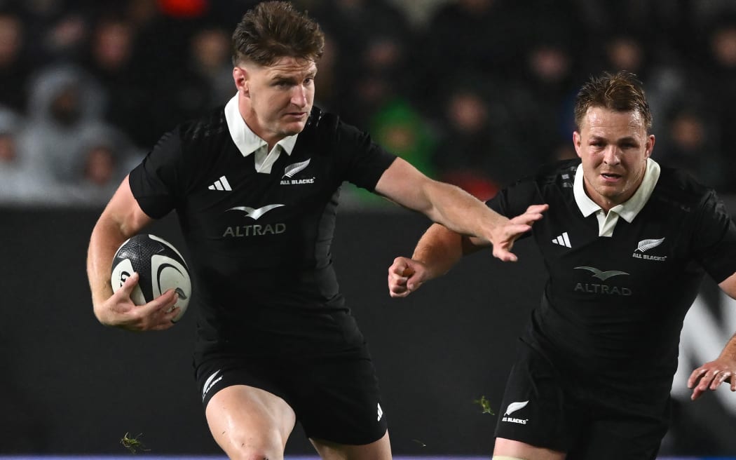 New Zealand’s Jordie Barrett and Sam Cane, Rugby Championship, New Zealand All Blacks v Argentina. Eden Park, Auckland. Saturday 17 August 2024.
© Mandatory credit: Kerry Marshall / www.photosport.nz