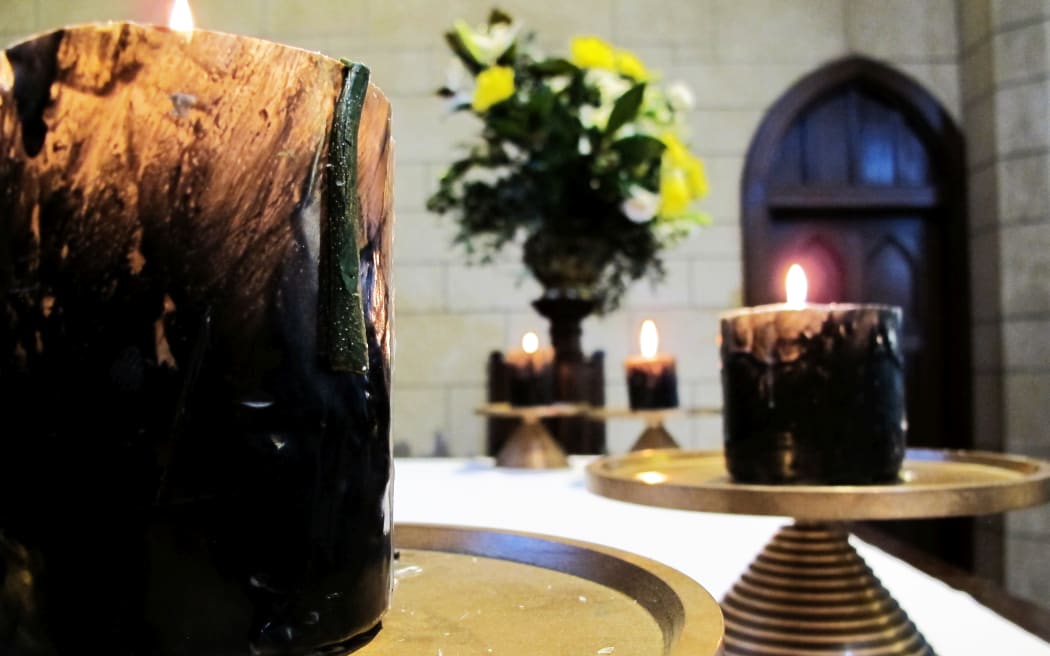 St Luke's Church, Remuera, Auckland. Candles on the altar.