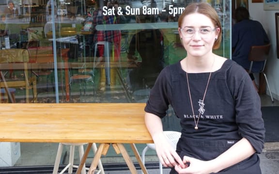 Francesca Armstrong outside the Black and White Coffee Cartel on Victoria Street.