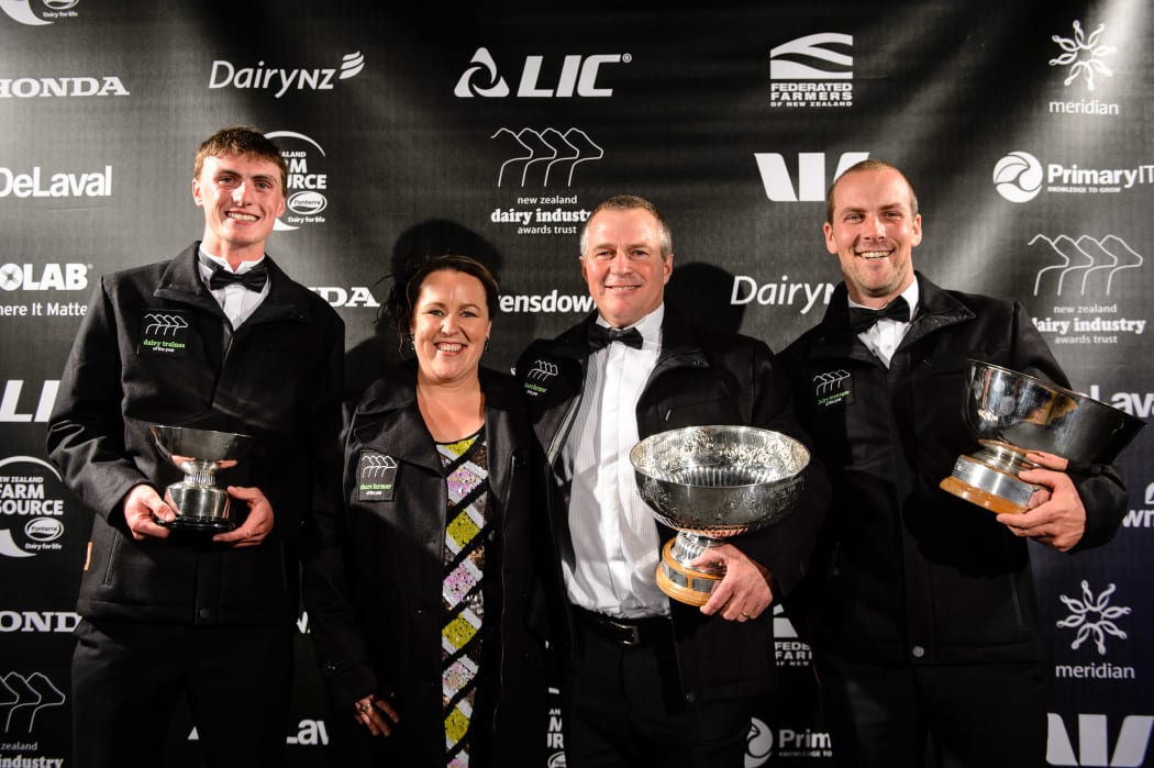 Nicholas Bailey Dairy Trainee of the Year, Mark and Jaime Arnold Share Farmers of the Year, Thomas Chatfield Dairy Manager of the Year