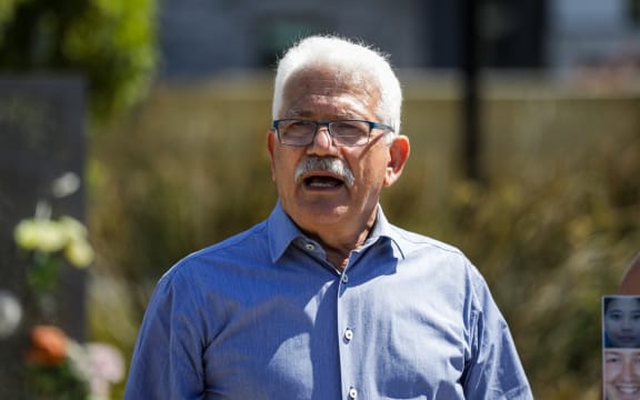 CTV Families Group spokesperson Maan Alkaisi speaks to media at the former site of the CTV Building on 16 December, 2020.