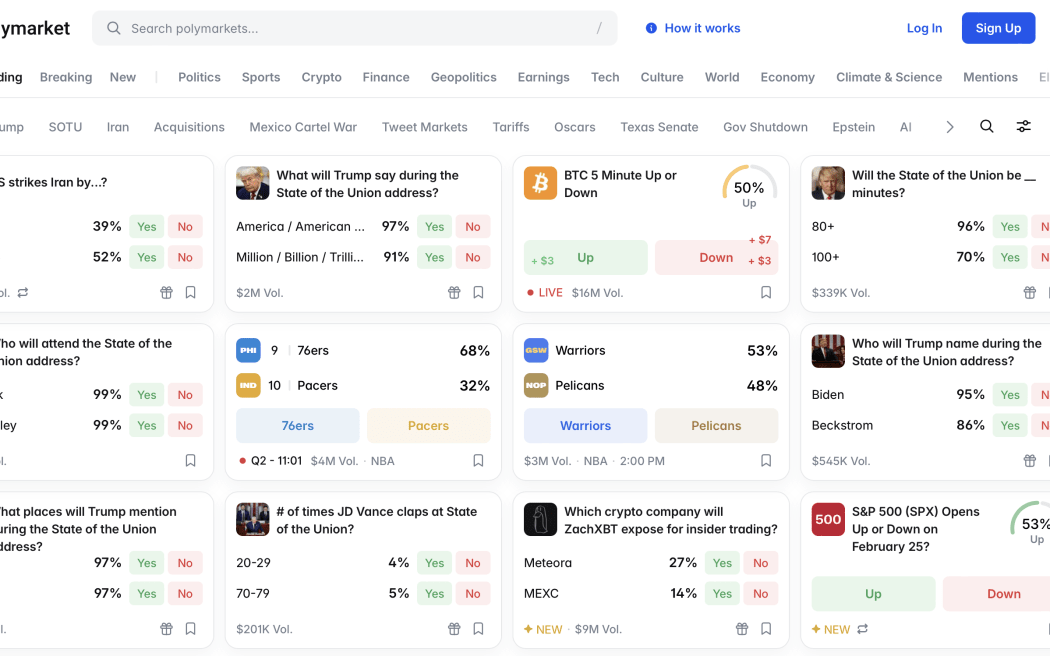 Polymarket offers option on a wide variety of events.