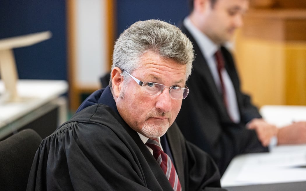 26022025 photo DAVID UNWIN / THE POST
Restore Passenger Rail protestors appear in Wellington District Court. Crown Prosecutor Grant Burston.