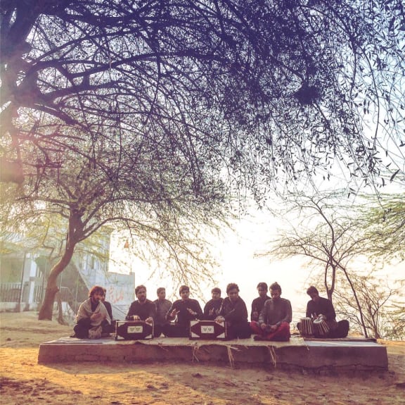 Zain Zohaib with their Qawwali group in Lahore ( Zain Ali - first from left, fifth from left - Zohaib)