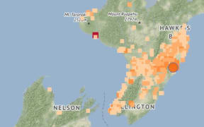 A screenshot of the Geonet map showing the earthquake felt reports.
