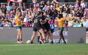 Sylvia Brunt the fourth try by Katelyn Vahaakolo, Black Ferns v Wallaroos 2024.
