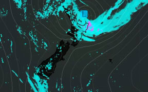 The heavy rain is expected to hit Monday night, as shown on this NIWA map.