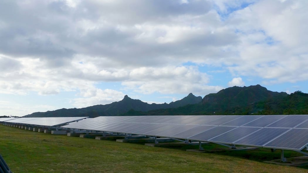 New Zealand Aid mini solar panel farm in the Cook Islands.