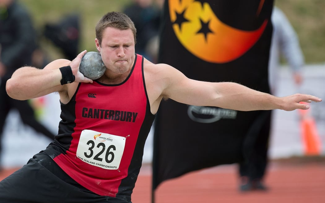 New Zealand and Canterbury shot putter Tom Walsh competes in the Men's Shot-Put Senior during the National Athletics Championship in Wellington in March.
