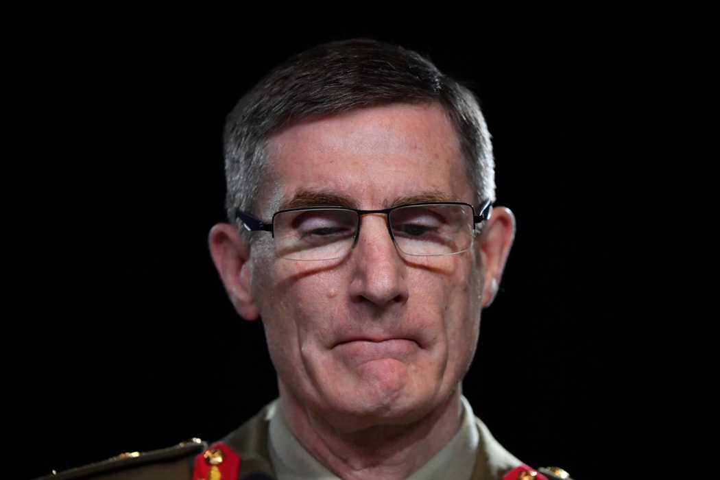Chief of the Australian Defence Force (ADF) General Angus Campbell delivers the findings from the Inspector-General of the Australian Defence Force Afghanistan Inquiry, in Canberra on November 19, 2020.