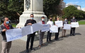 A group of interpreters drove to the Capital from Hamilton and stood outside Parliament for hours on Monday.