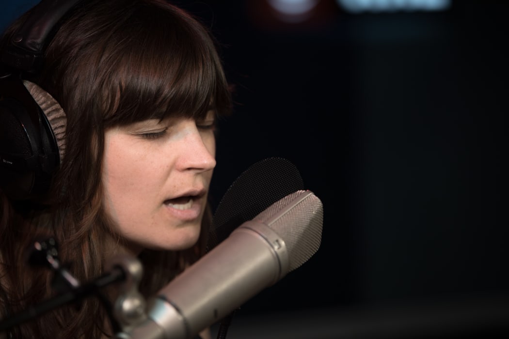 Lydia Cole in the RNZ studios for a live session. 15 February 2019.