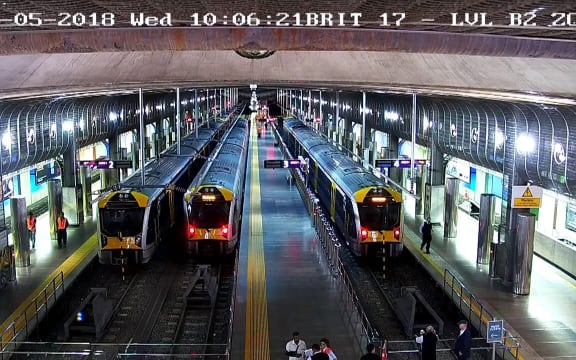 The affected train is pictured on the left.