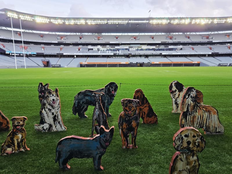 A sculpture installation that is part of Eden Park's Art in the Park event.