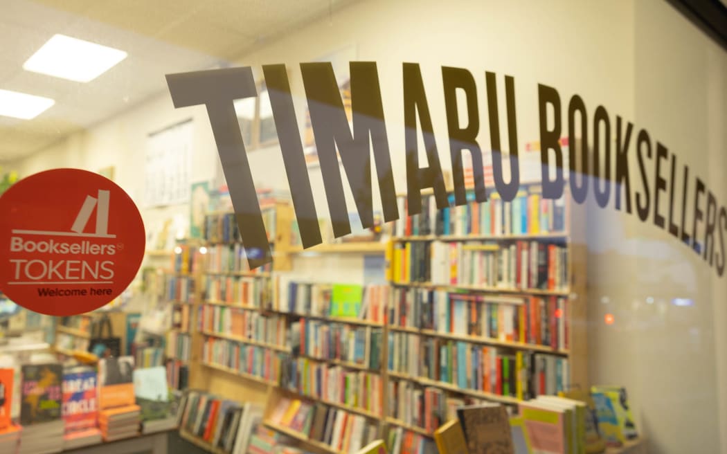 The front window of Timaru Booksellers.