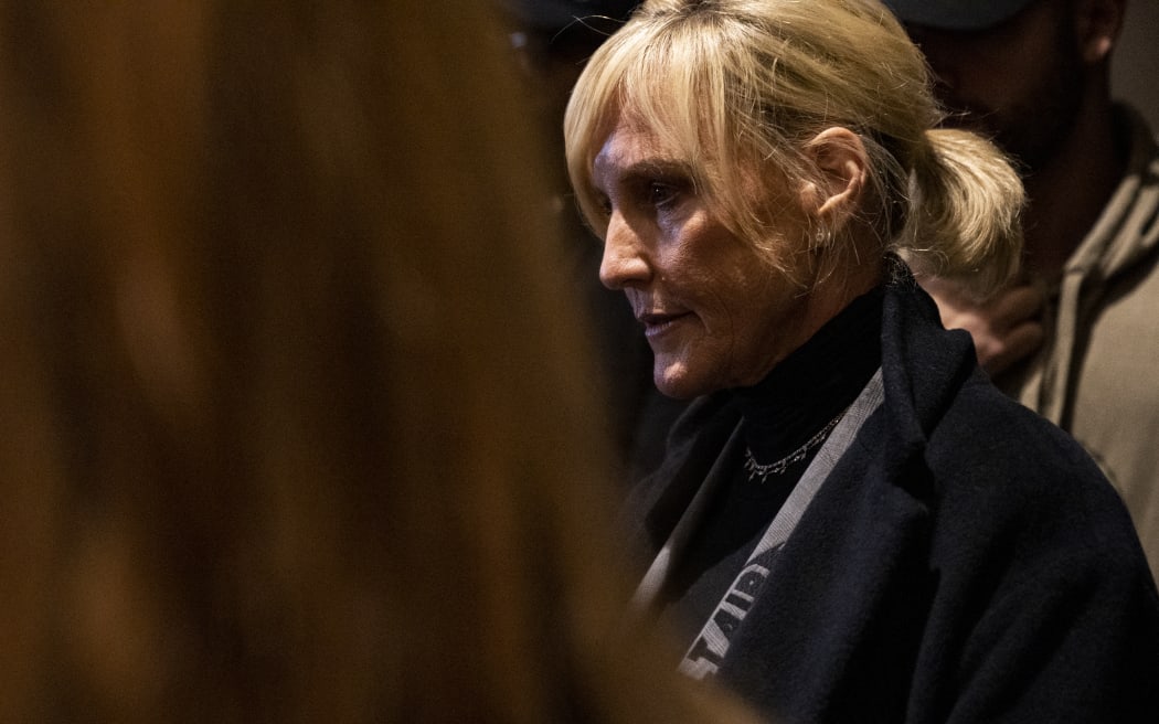 Environmental activist Erin Brockovich speaks to concerned residents as she hosts a town hall at East Palestine High School on February 24, 2023 in East Palestine, Ohio.