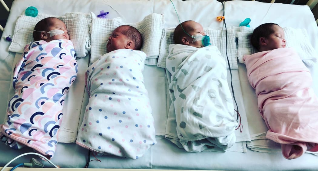 Quadruplets born at Christchurch Women's hospital. 27 November 2018