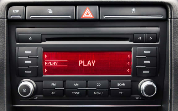 Car radio in the car close up