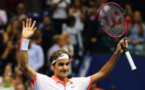 Roger Federer celebrates making the final again Flushing Meadows