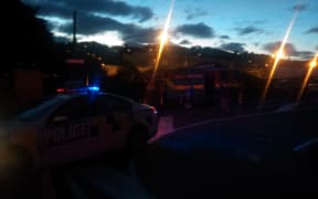 Emergency vehicles at the end of Burgess Road in Johnsonville, due to the gas leak.