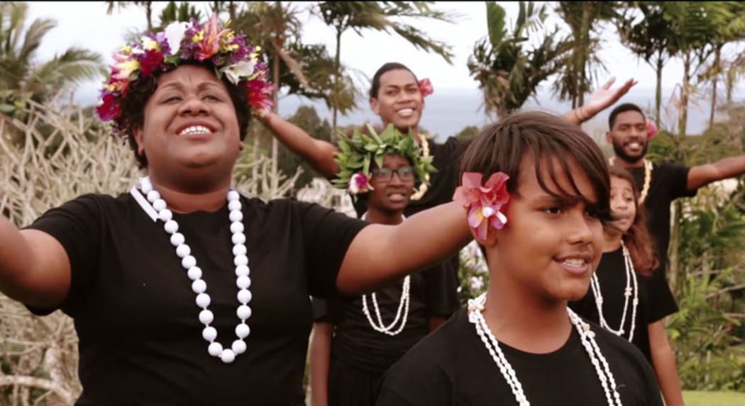 Students of International School Suva join Pacific Voices at the concert.