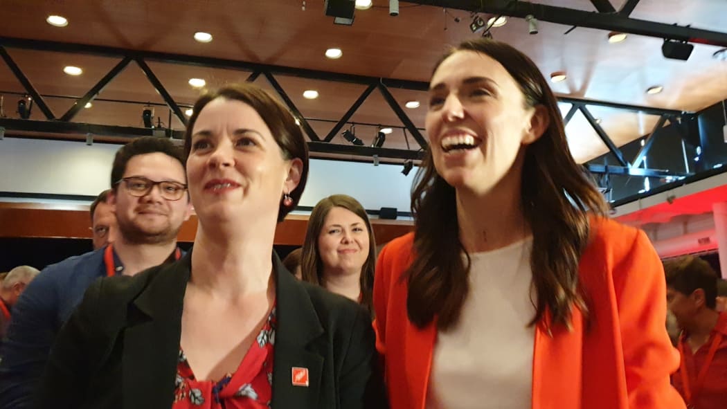 Claire Szabo (left) and Prime Minister Jacinda Ardern.