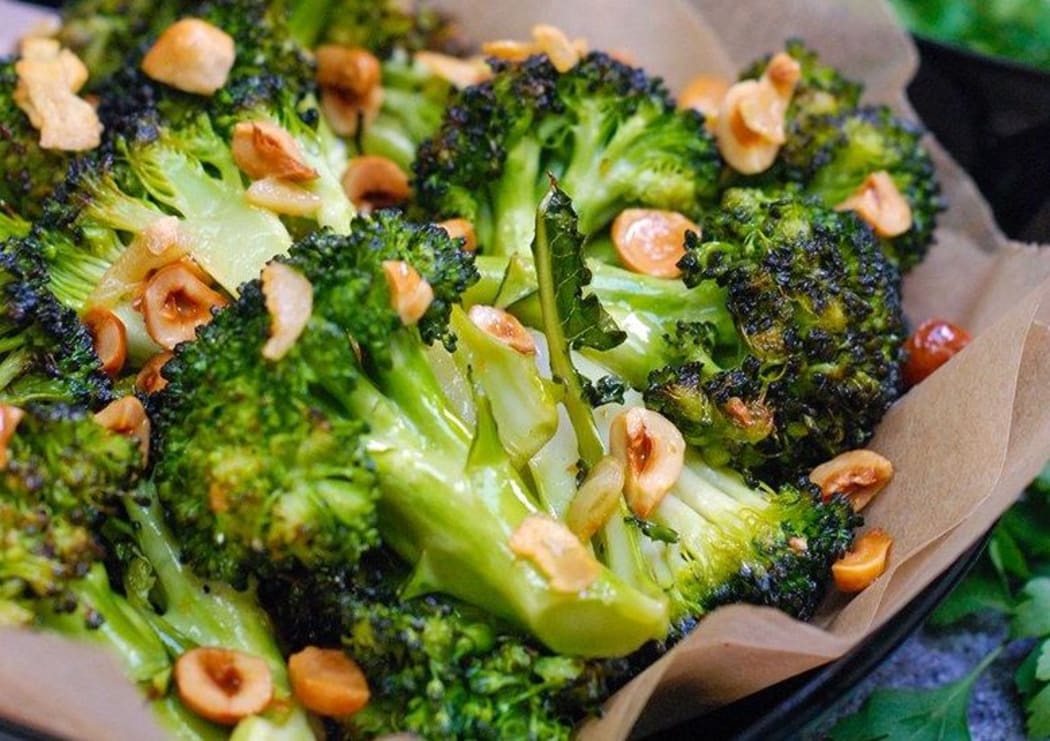 Broccoli with Garlic Butter & Toasted Hazelnuts
