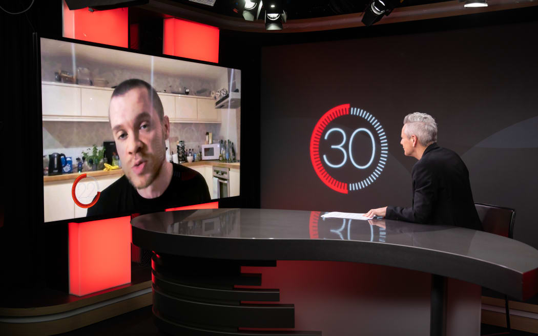 Gary Stevenson appearing via remote link on season 4 of '30 with Guyon Espiner'.