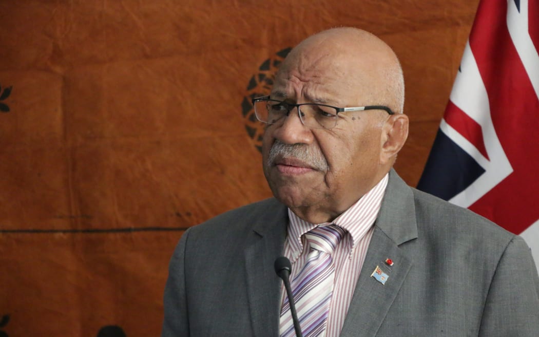 Sitiveni Rabuka during a joint press conference with Christopher Luxon