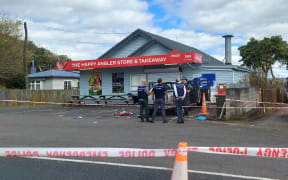 A police cordon was put in place around The Happy Angler Store & Takeaway.