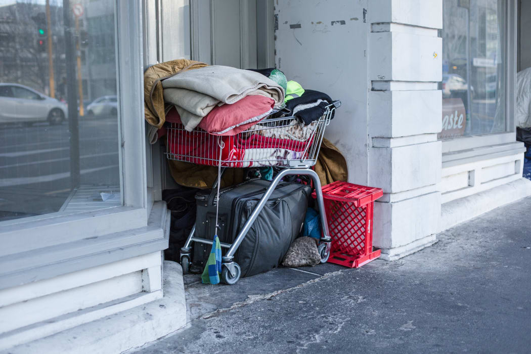 General vision of homelessness in Auckland central city.