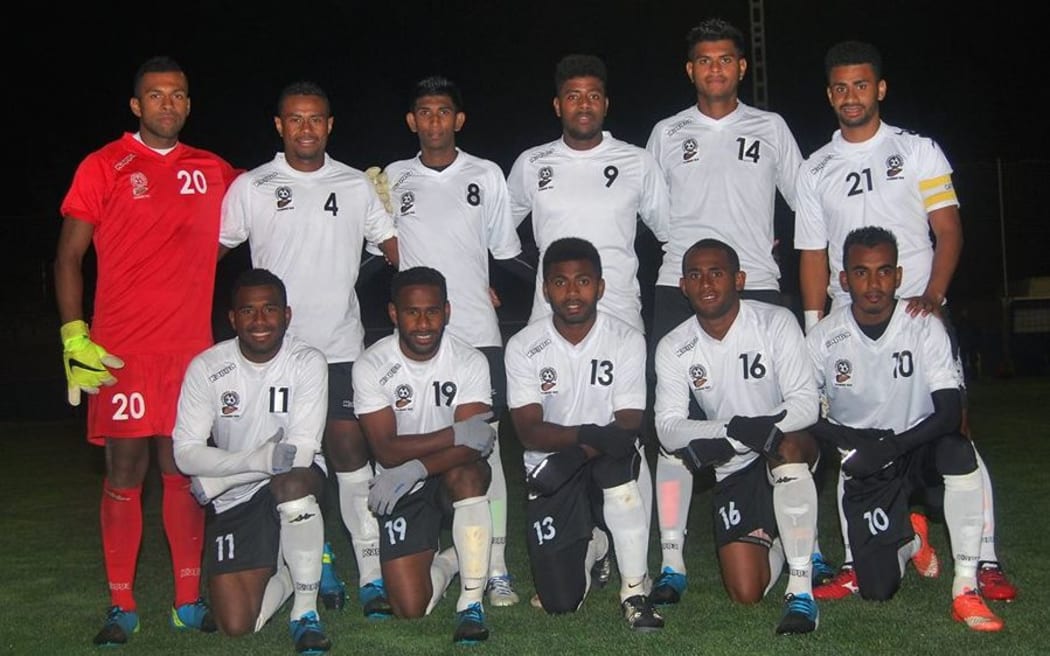 The Fiji Under 23 team before their tour match against Castellon FC.