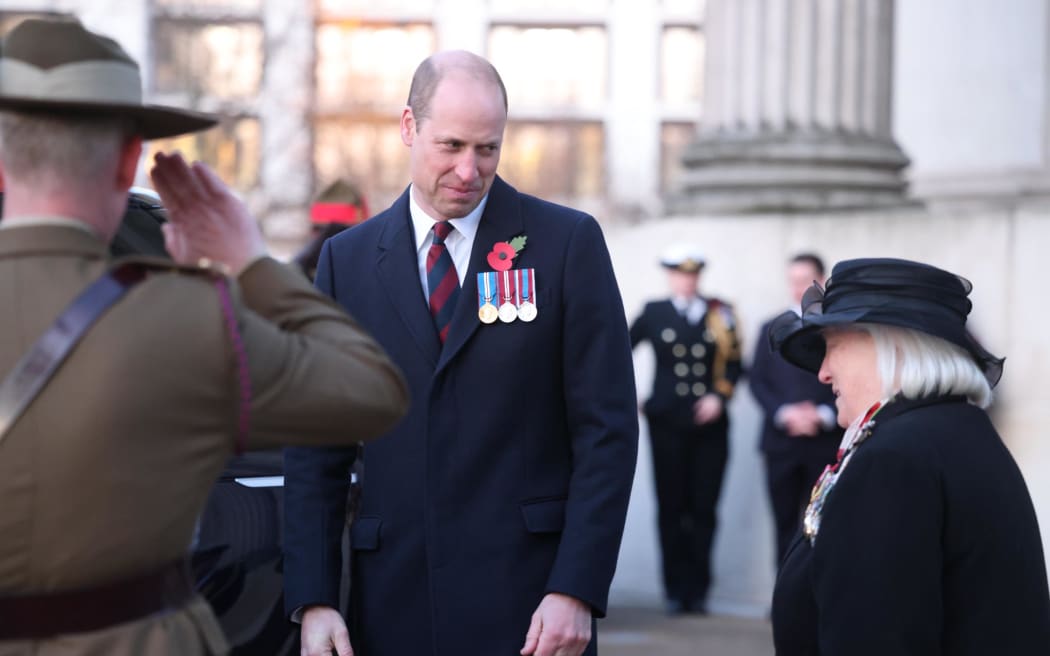Prince William, Prince of Wales attends the Dawn Service for Anzac Day 2023 at Hyde Park in London, England I April 25, 2023.