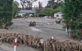 Mud and silt left behind at an Esk Valley property in Hawke's Bay on 17 February 2023 after Cyclone Gabrielle passed through.