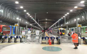 Auckland's Britomart station was virtually empty of commuters this morning.
