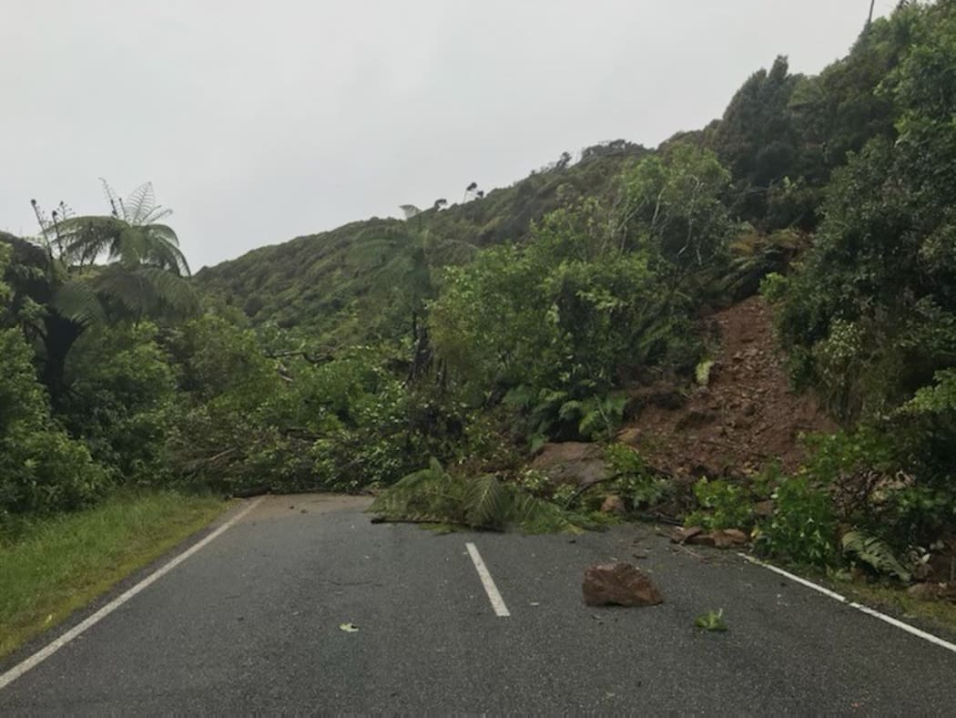 A slip has closed the main highway on the South Island's West Coast at Fox River between Westport and Punakaiki.