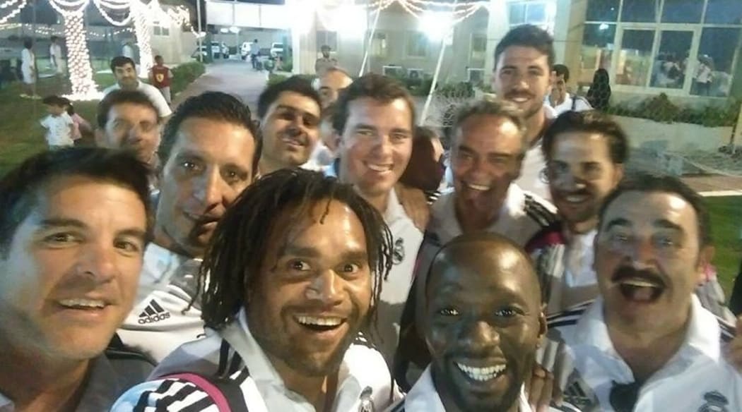 Former France and Real Madrid Christian Karembeu takes a selfie with some ex teammates in New Caledonia.