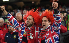 Lions fans before kick-off in the first Test between the all Blacks and Lions at Eden Park.