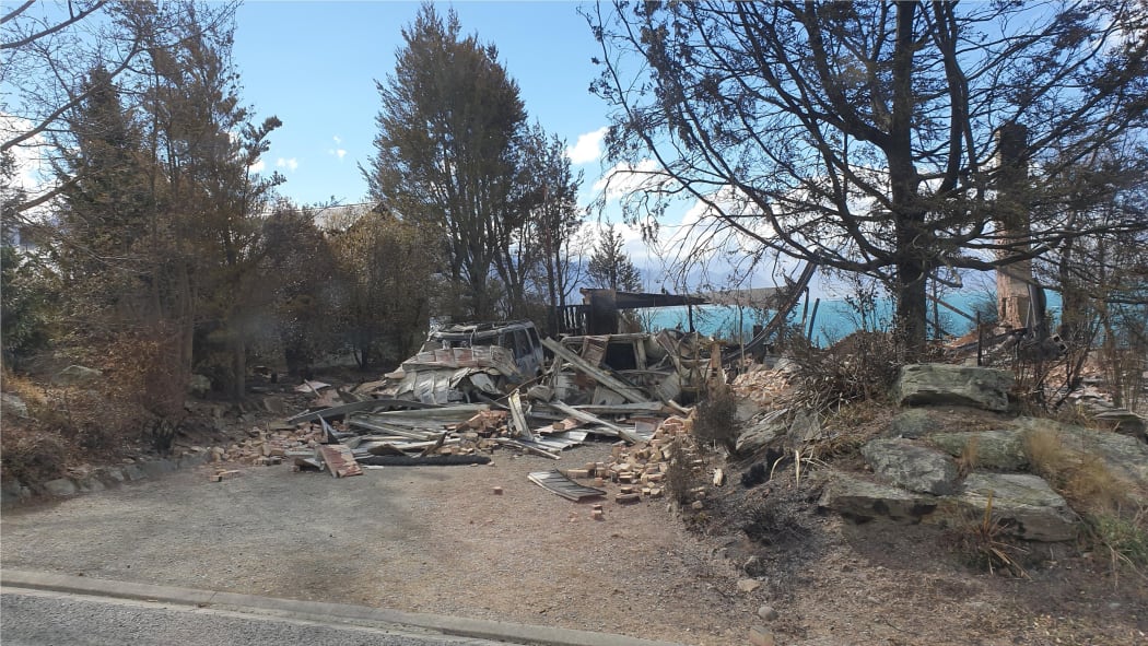Fire damage at Lake Ohau village.