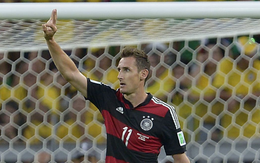 Germany's Miroslav Klose during the FIFA World Cup semi-final against Brazil in Brazil. 2014.