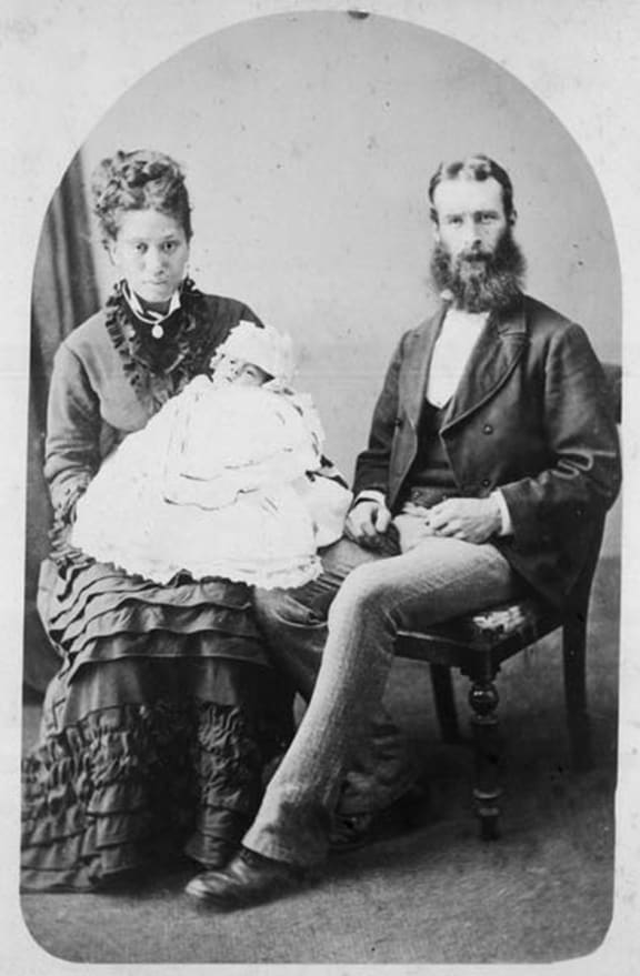 Mere and Alexander Cowan in 1870 with their new baby, Pita.
